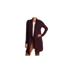 H by Bordeaux Mix Rib Cozy Waterfall Cardigan NEW